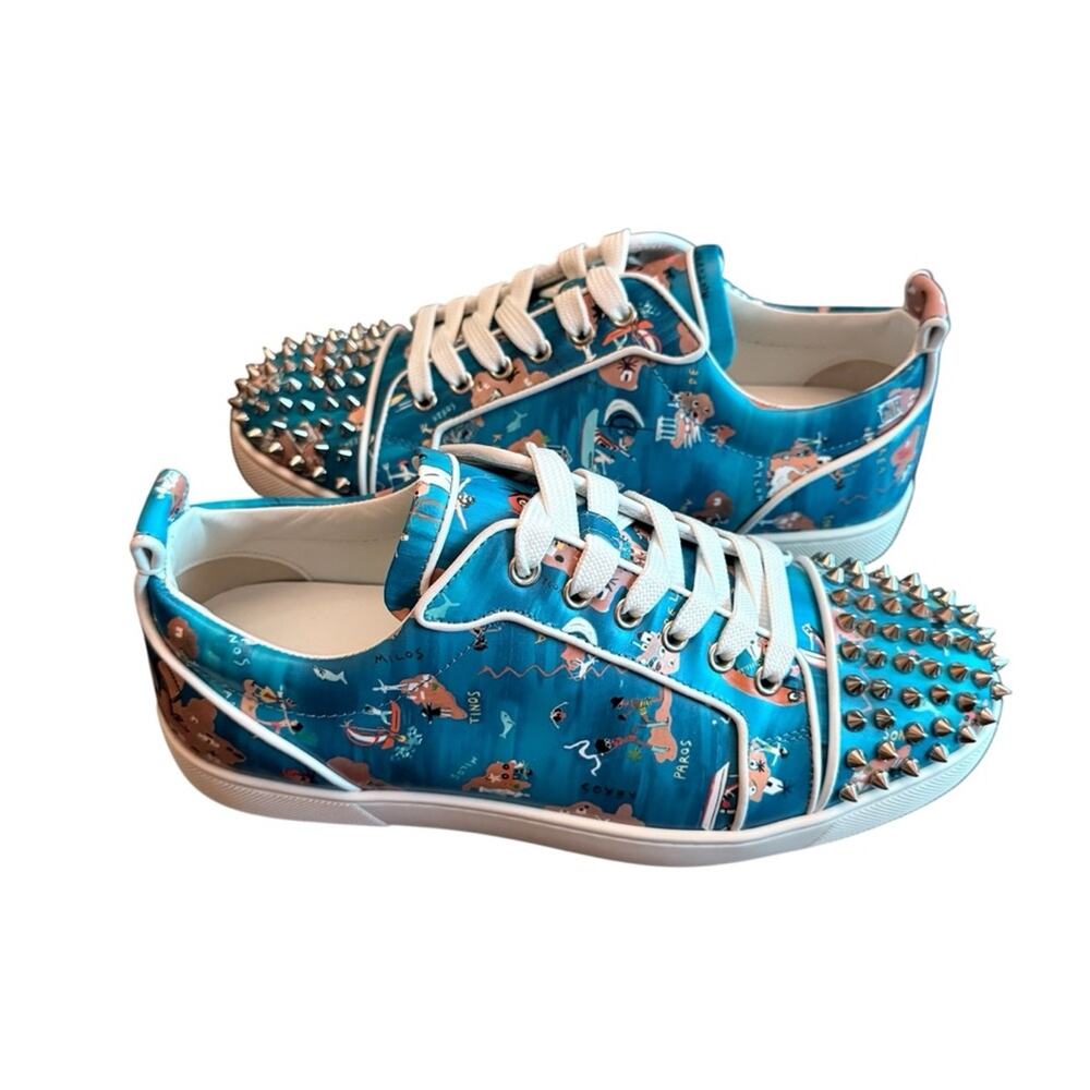 Christian Louboutin Louis Junior Spikes Sneakers Oddyssey Print EU 40 US Men's 7 - Picture 10 of 11